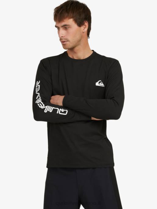 esso Quiksilver uomini t-shirt da surf upf 50 a maniche lunghe omni session nero HTZR406