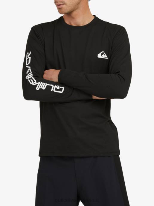 esso Quiksilver uomini t-shirt da surf upf 50 a maniche lunghe omni session nero HTZR406