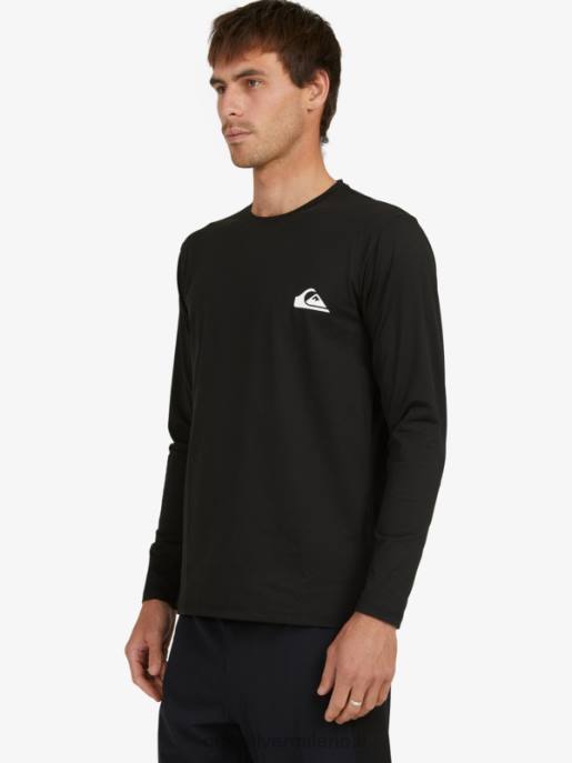 esso Quiksilver uomini t-shirt da surf upf 50 a maniche lunghe omni session nero HTZR406