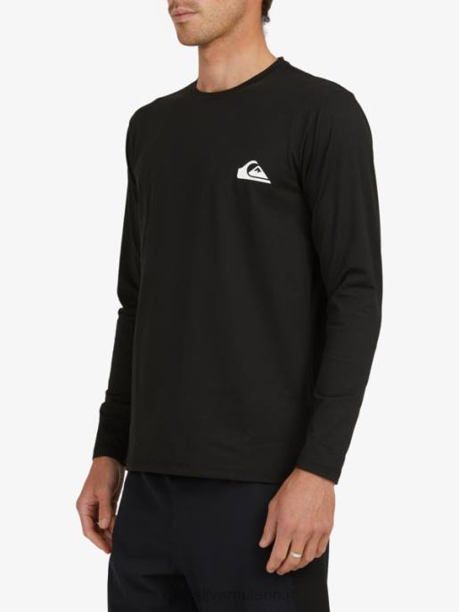 esso Quiksilver uomini t-shirt da surf upf 50 a maniche lunghe omni session nero HTZR406
