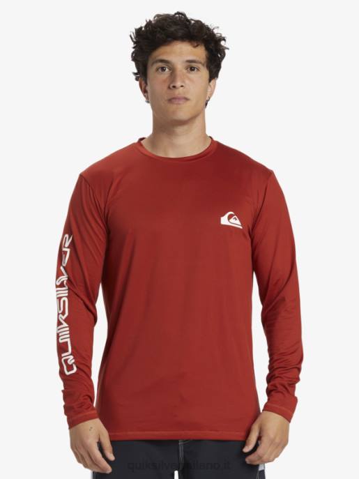 esso Quiksilver uomini t-shirt da surf upf 50 a maniche lunghe omni session ocra rossa HTZR403