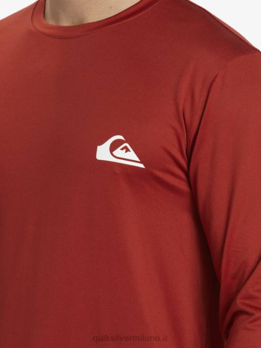 esso Quiksilver uomini t-shirt da surf upf 50 a maniche lunghe omni session ocra rossa HTZR403