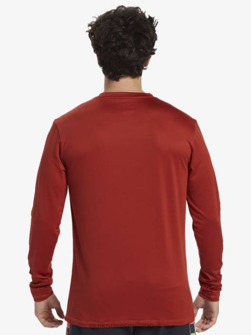 esso Quiksilver uomini t-shirt da surf upf 50 a maniche lunghe omni session ocra rossa HTZR403