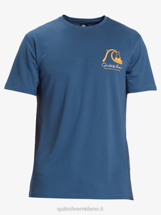 esso Quiksilver uomini waterman bamboo check 2 upf 50 maglietta da surf a manica corta alfiere blu HTZR275