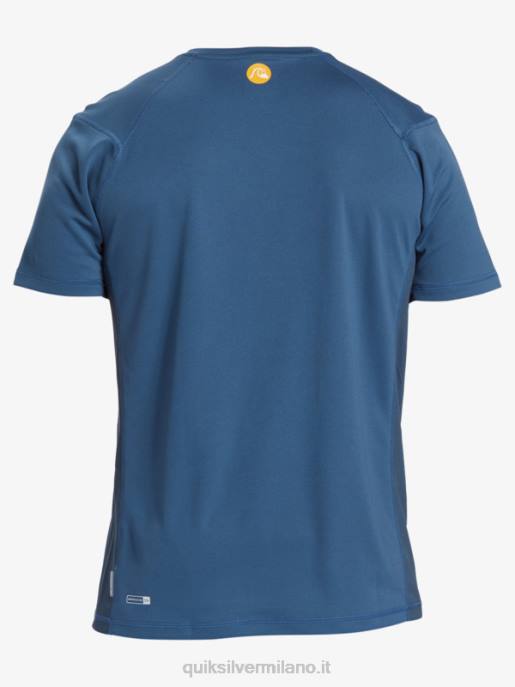 esso Quiksilver uomini waterman bamboo check 2 upf 50 maglietta da surf a manica corta alfiere blu HTZR275
