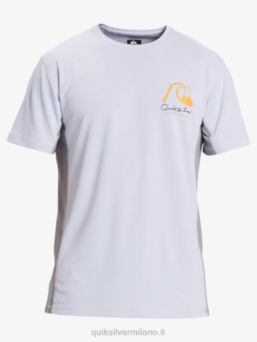 esso Quiksilver uomini waterman bamboo check 2 upf 50 maglietta da surf a manica corta bianco HTZR273