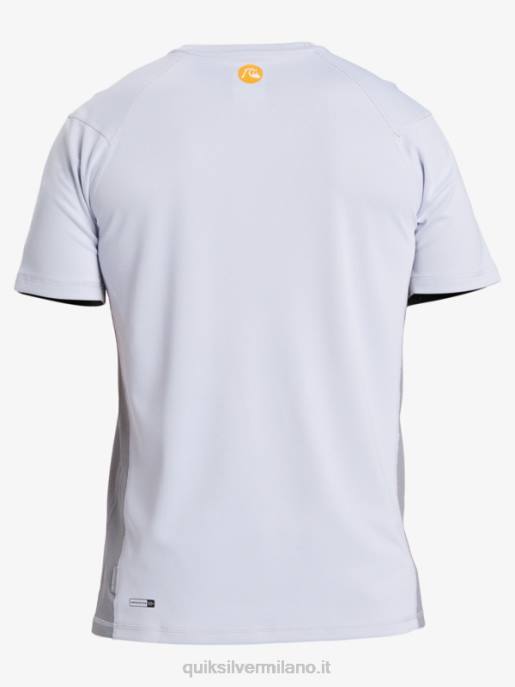esso Quiksilver uomini waterman bamboo check 2 upf 50 maglietta da surf a manica corta bianco HTZR273