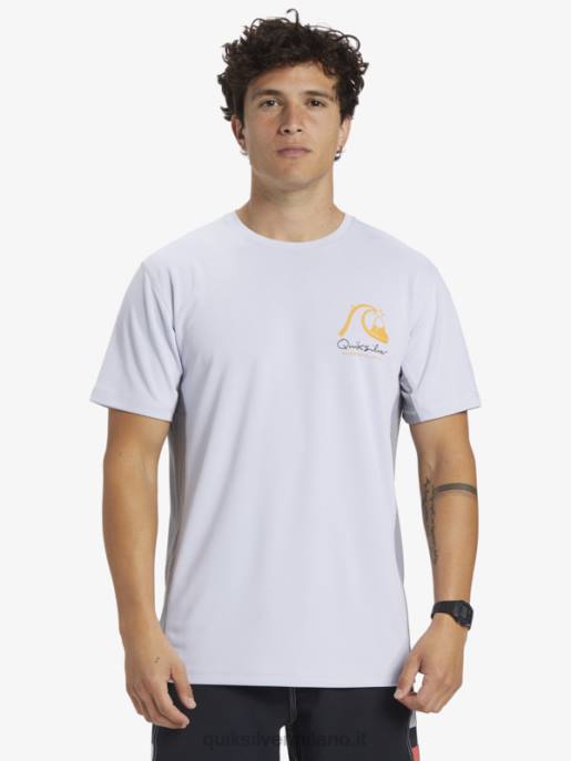 esso Quiksilver uomini waterman bamboo check 2 upf 50 maglietta da surf a manica corta bianco HTZR273