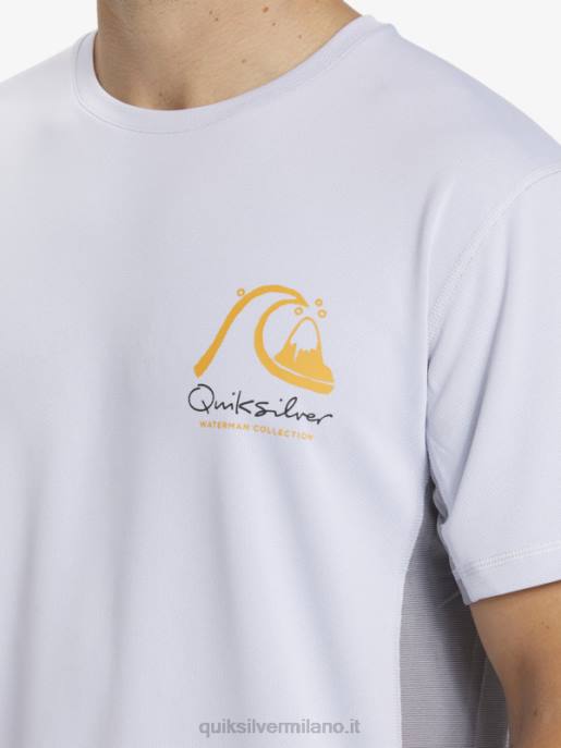 esso Quiksilver uomini waterman bamboo check 2 upf 50 maglietta da surf a manica corta bianco HTZR273
