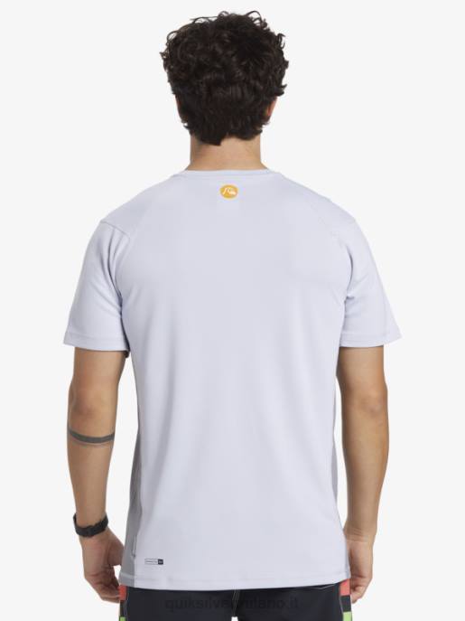 esso Quiksilver uomini waterman bamboo check 2 upf 50 maglietta da surf a manica corta bianco HTZR273