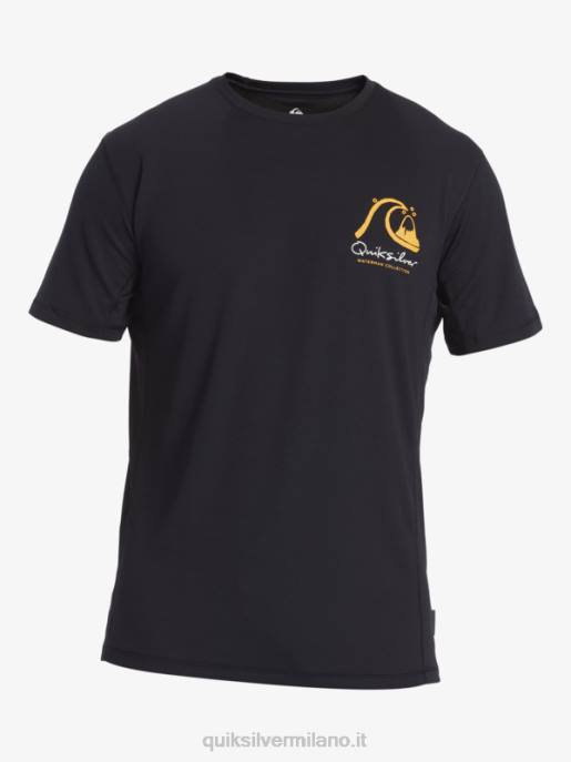 esso Quiksilver uomini waterman bamboo check 2 upf 50 maglietta da surf a manica corta nero HTZR276