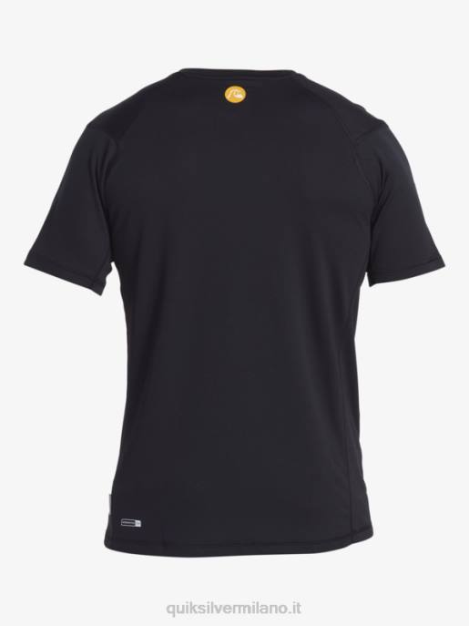 esso Quiksilver uomini waterman bamboo check 2 upf 50 maglietta da surf a manica corta nero HTZR276