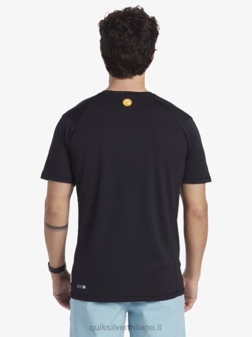 esso Quiksilver uomini waterman bamboo check 2 upf 50 maglietta da surf a manica corta nero HTZR276