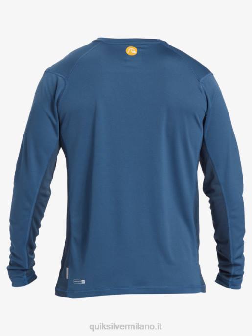 esso Quiksilver uomini waterman bamboo check 2 upf 50 maglietta da surf a maniche lunghe alfiere blu HTZR259