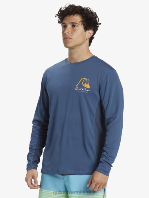 esso Quiksilver uomini waterman bamboo check 2 upf 50 maglietta da surf a maniche lunghe alfiere blu HTZR259