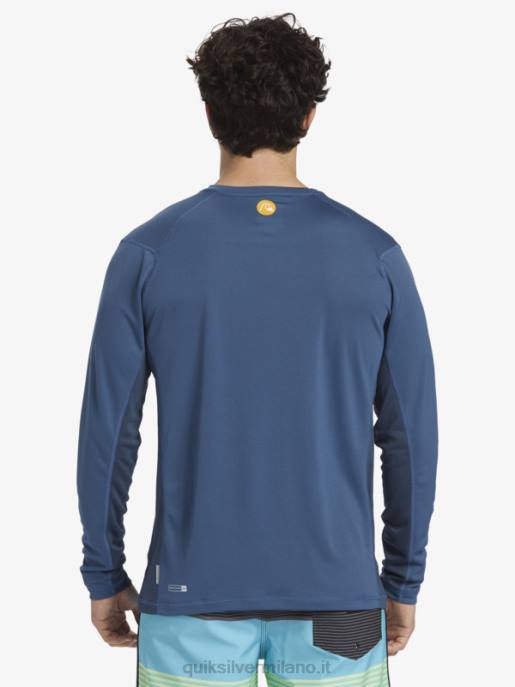 esso Quiksilver uomini waterman bamboo check 2 upf 50 maglietta da surf a maniche lunghe alfiere blu HTZR259