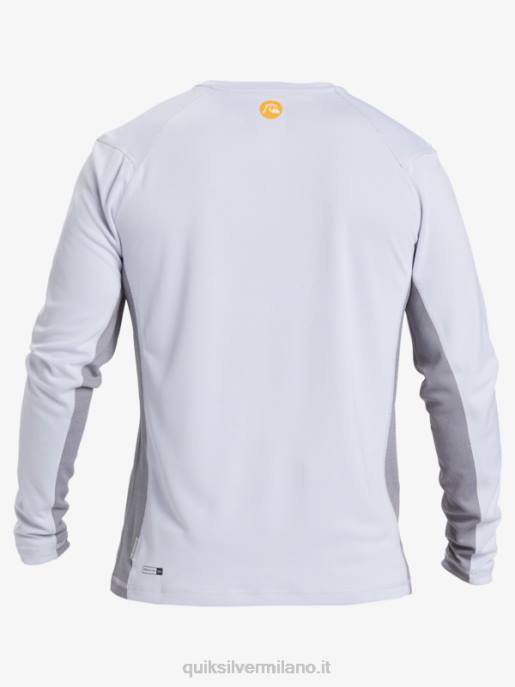esso Quiksilver uomini waterman bamboo check 2 upf 50 maglietta da surf a maniche lunghe bianco HTZR260