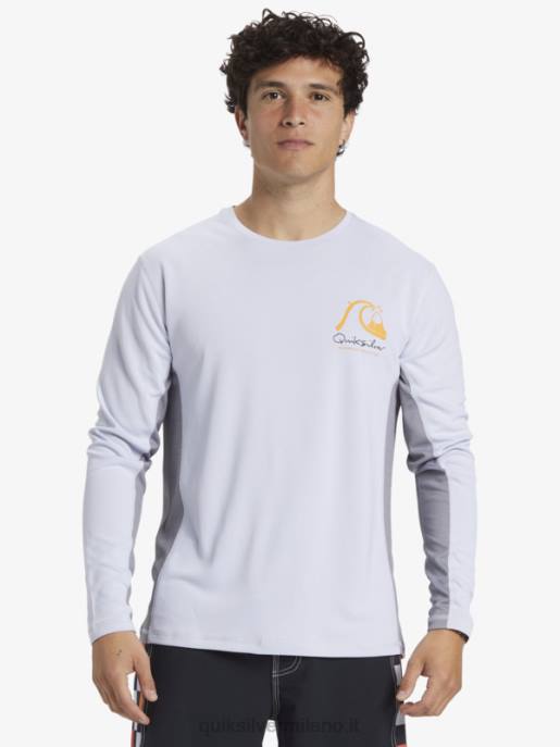esso Quiksilver uomini waterman bamboo check 2 upf 50 maglietta da surf a maniche lunghe bianco HTZR260