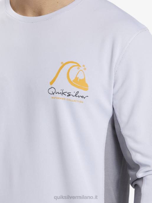 esso Quiksilver uomini waterman bamboo check 2 upf 50 maglietta da surf a maniche lunghe bianco HTZR260