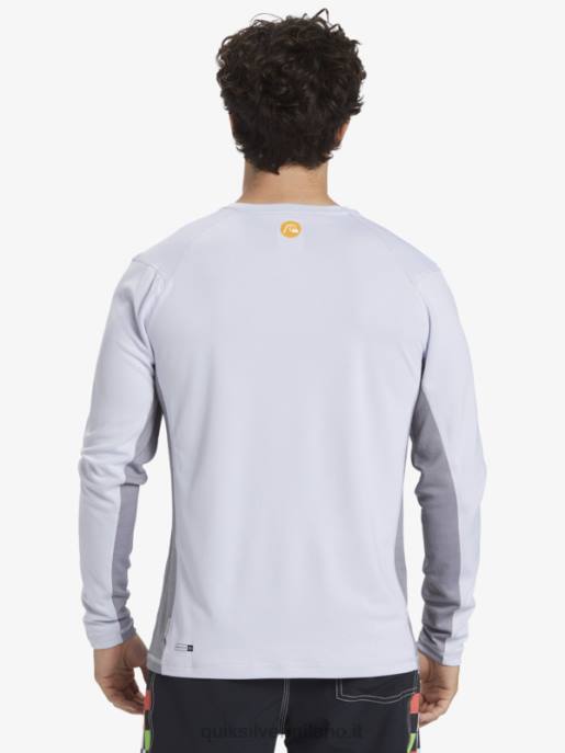 esso Quiksilver uomini waterman bamboo check 2 upf 50 maglietta da surf a maniche lunghe bianco HTZR260