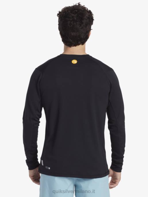 esso Quiksilver uomini waterman bamboo check 2 upf 50 maglietta da surf a maniche lunghe nero HTZR261