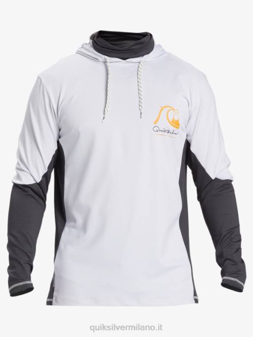 esso Quiksilver uomini waterman pescatore pescatore upf 50 manica lunga maglietta da surf bianco HTZR831