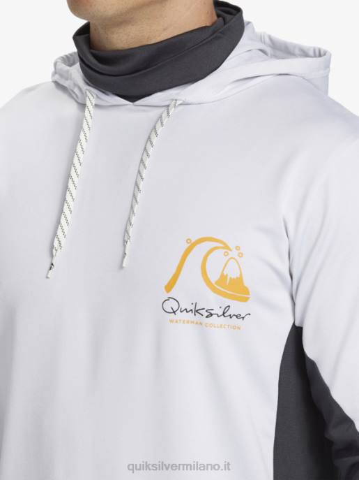 esso Quiksilver uomini waterman pescatore pescatore upf 50 manica lunga maglietta da surf bianco HTZR831