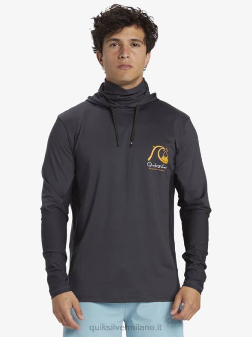esso Quiksilver uomini waterman pescatore pescatore upf 50 manica lunga maglietta da surf nero HTZR830