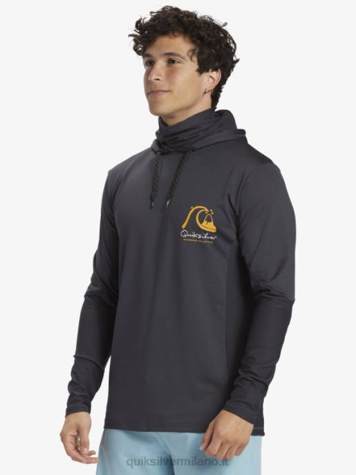 esso Quiksilver uomini waterman pescatore pescatore upf 50 manica lunga maglietta da surf nero HTZR830